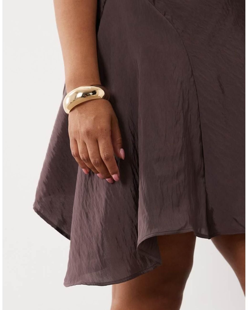 ASOS Brown Asos Design Curve High Neck Mini Dress With Hanky Hem