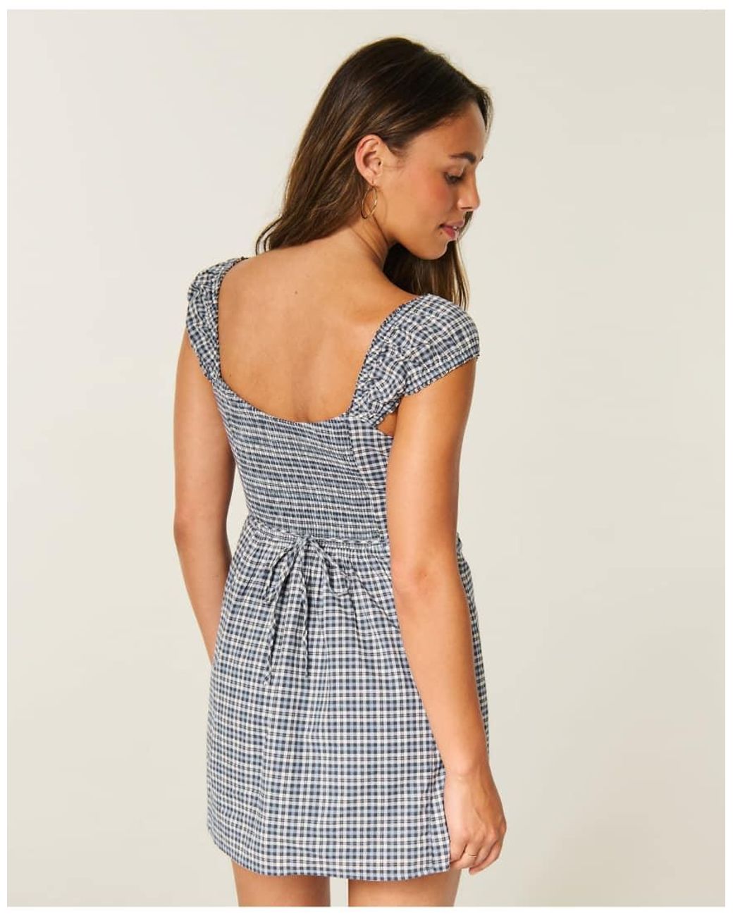 Hollister Blue Cap Sleeve Button Mini Dress