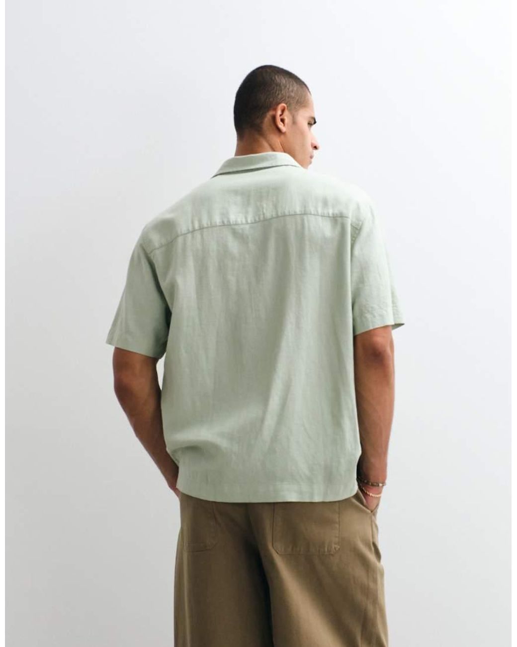 ASOS Green Relaxed Linen Blend Shirt for men
