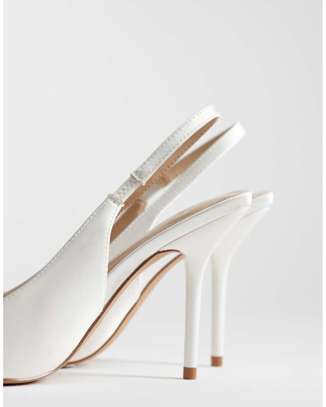 Schuh White Sade Slingback Heeled Shoes