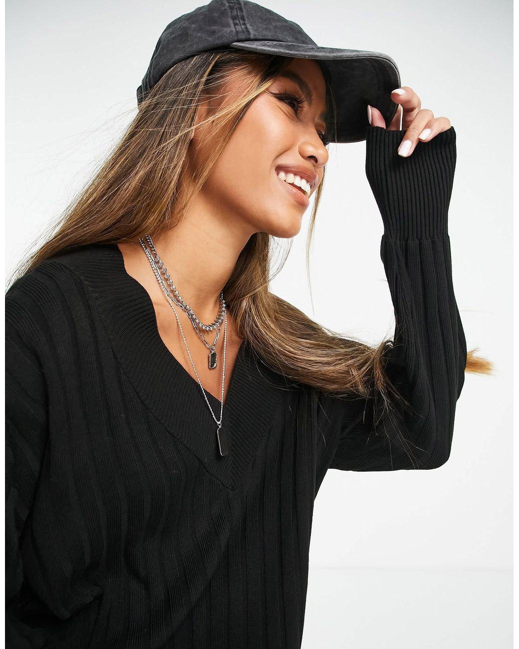 ONLY Black – wadenlanges strickkleid