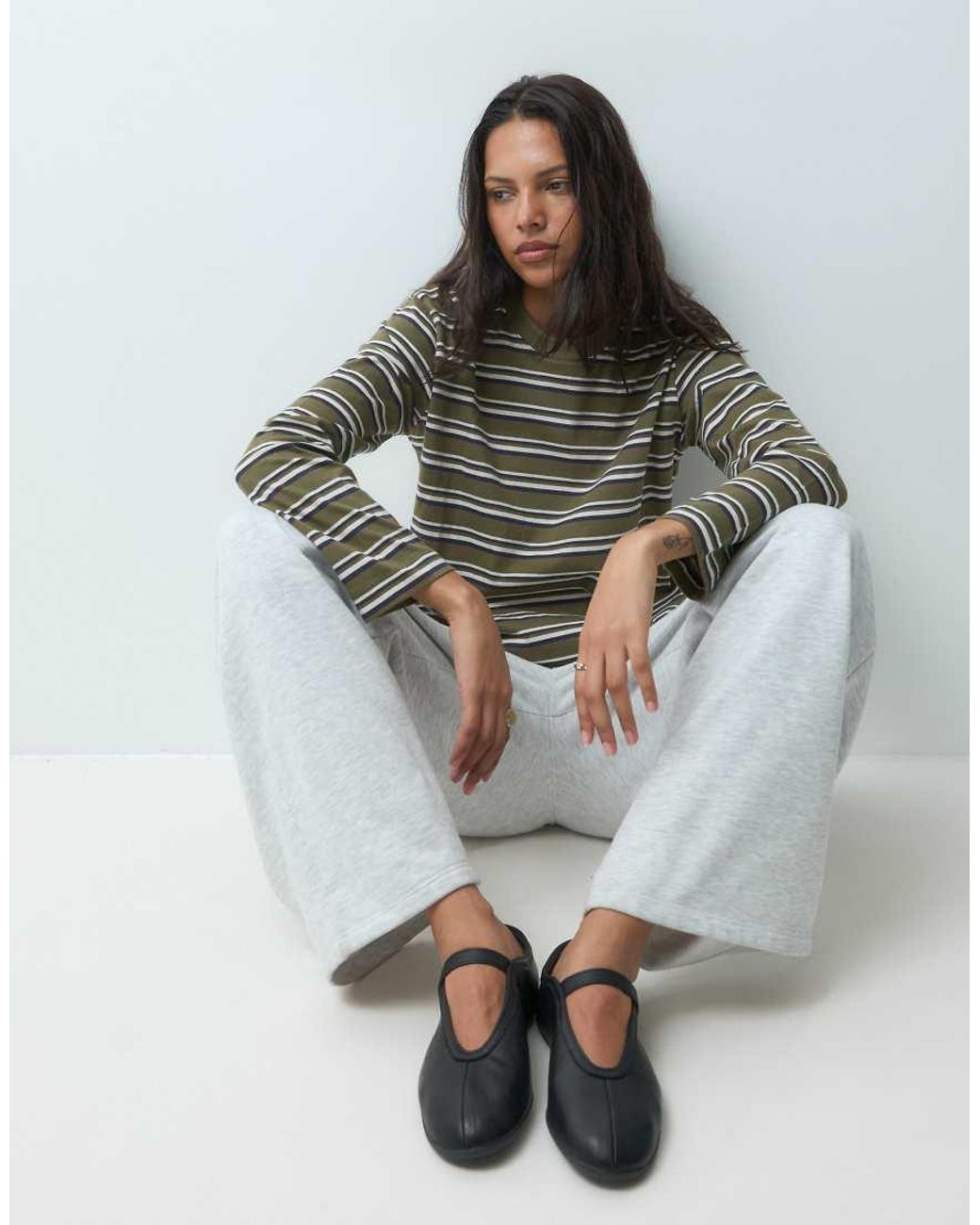 JJXX Gray Boxy Long Sleeve Tee
