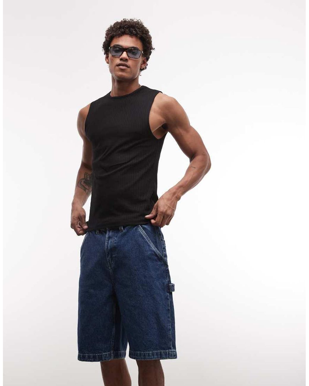 Timberland Blue Denim Carpenter Shorts for men