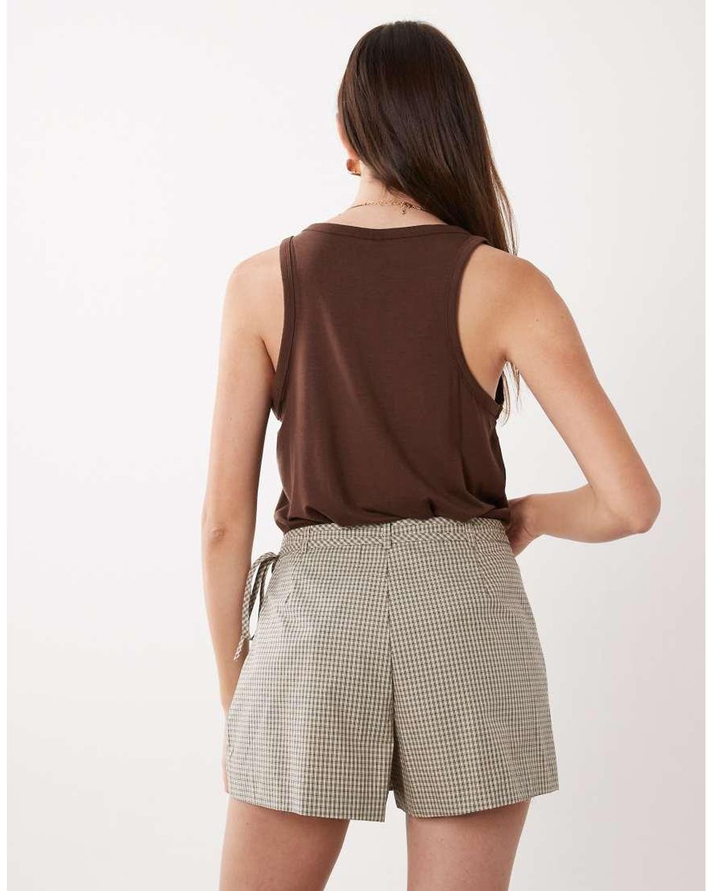 Mango Brown Tie Waist Mini Skort