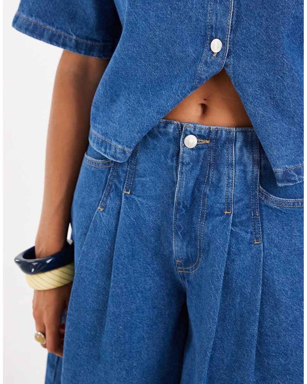 ASOS Blue Clean Waistband Oversized Jort
