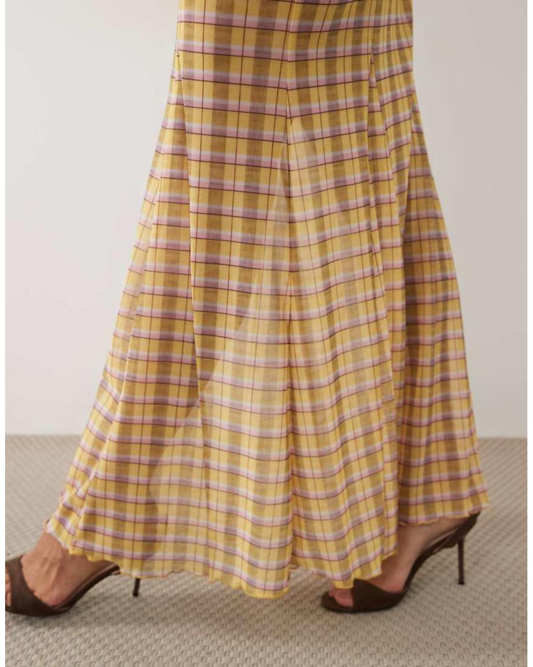 ASOS Natural Co-Ord Printed Mesh Maxi Skirt
