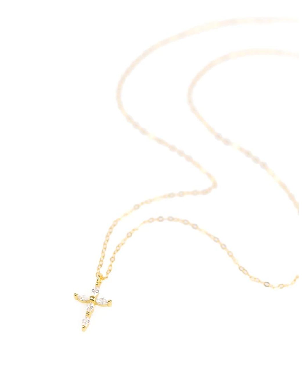 Lovisa White Plated Sterling Cubic Zirconia Cross Necklace