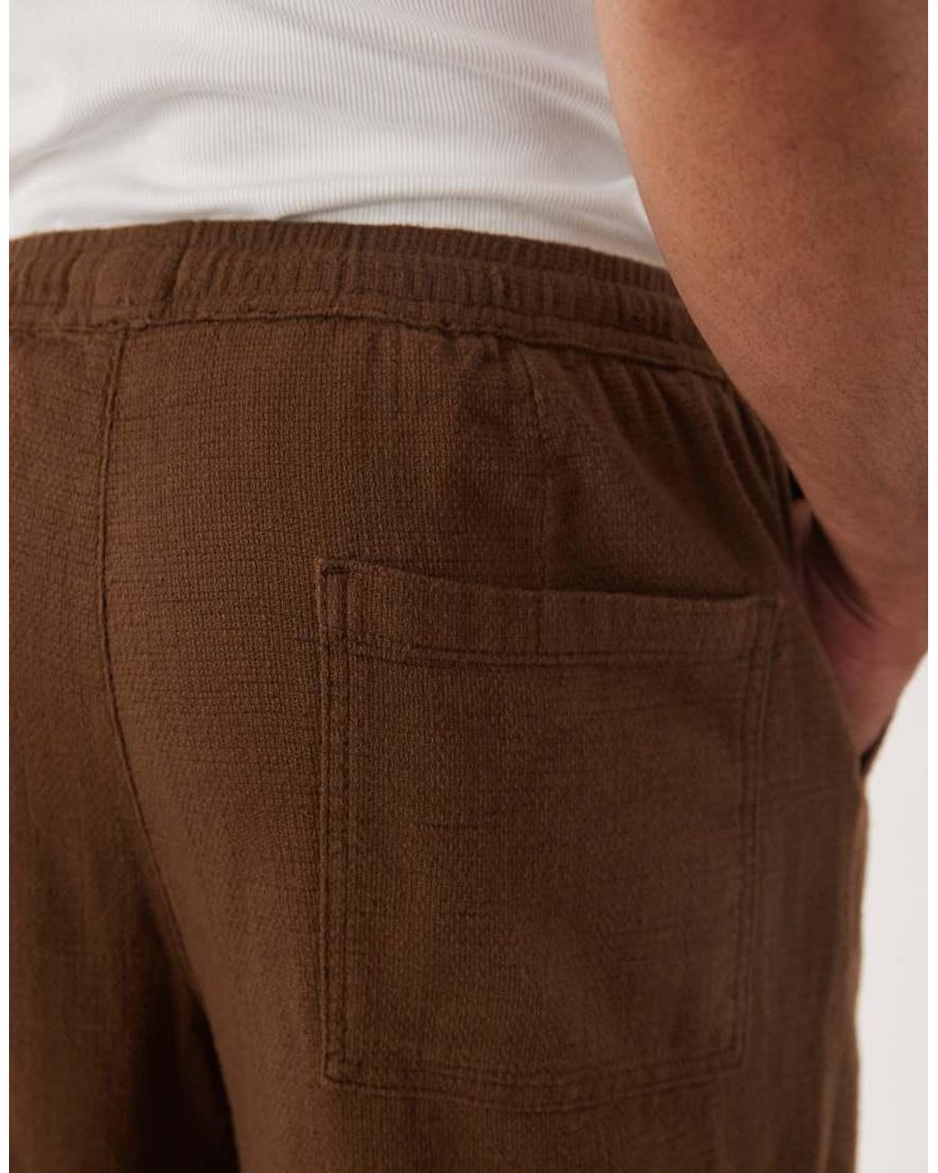ASOS Brown Loose Textured Trousers for men