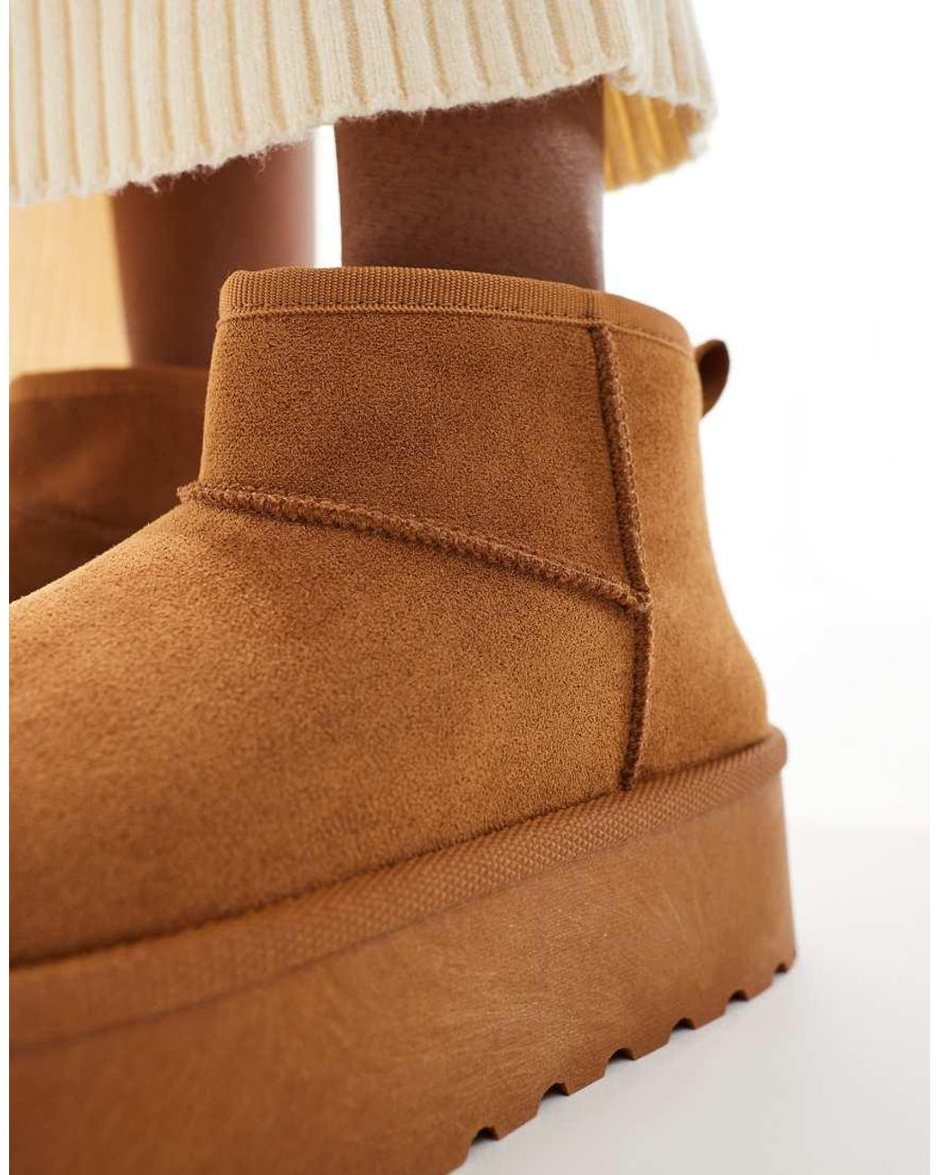 SEQWL Brown Mini Flatform Boots