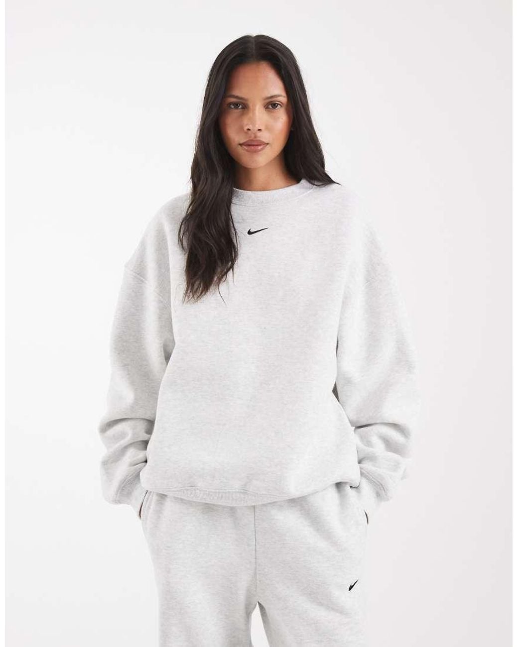 Nike White Studio Fleece Mid-Weight Oversized Sweatshirt