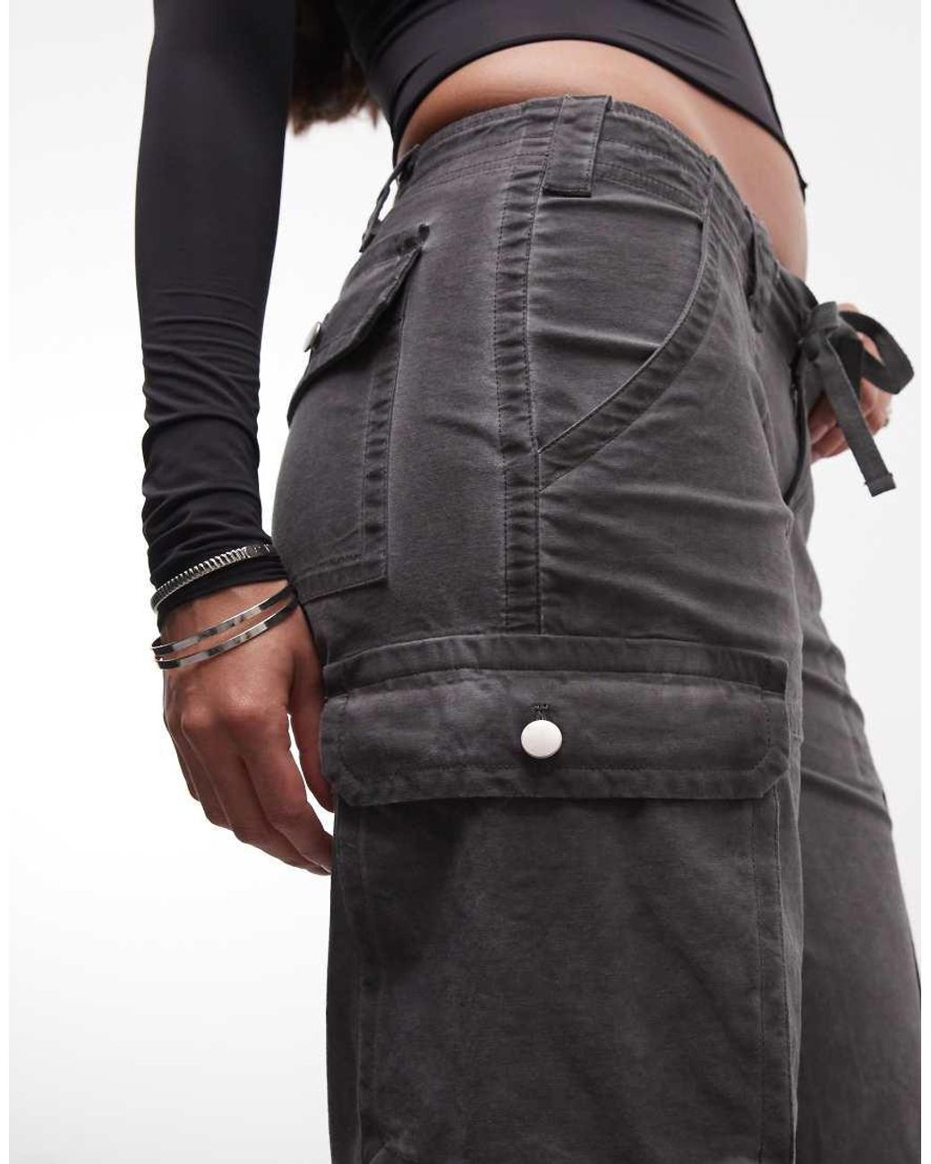 I.AM.GIA White Jaxxon Low Rise Oversized Wide Leg Cargo Trousers