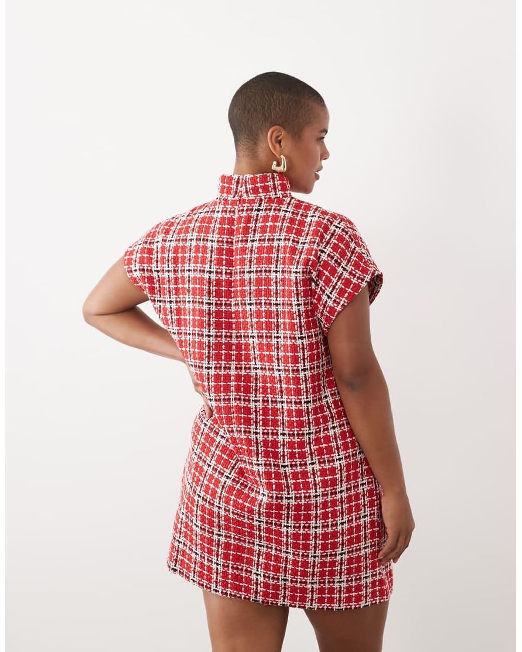 ASOS Red Asos Design Curve High Funnel Neck Mini Dress