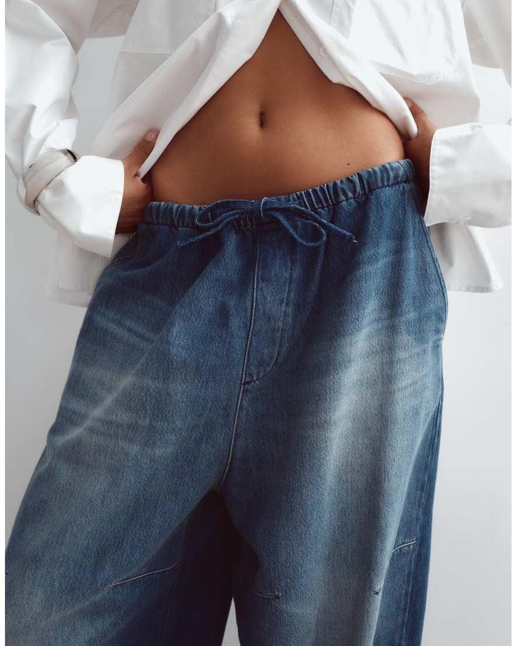 ARRANGE Blue Quinn Drawcord Waist Barrel Jeans