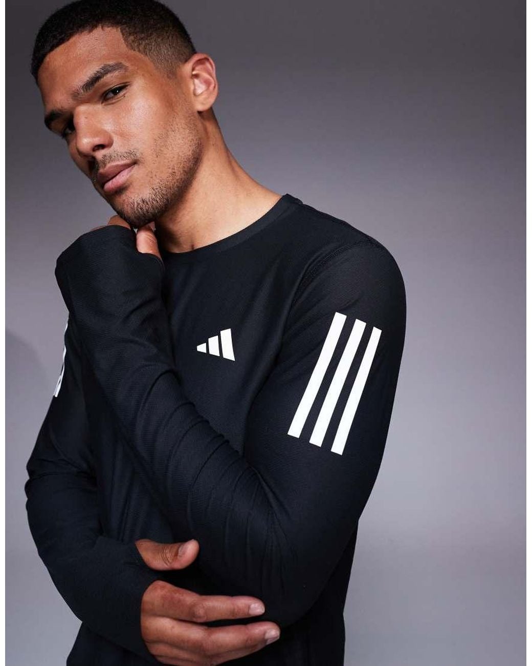 Adidas Originals Black Adidas Running Own The Run Base Long Sleeve Top for men