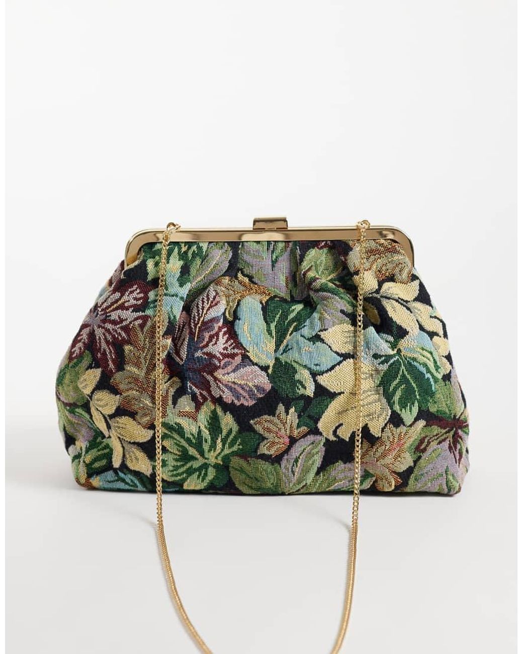 ASOS Green Floral Jacquard Frame Clutch Bag