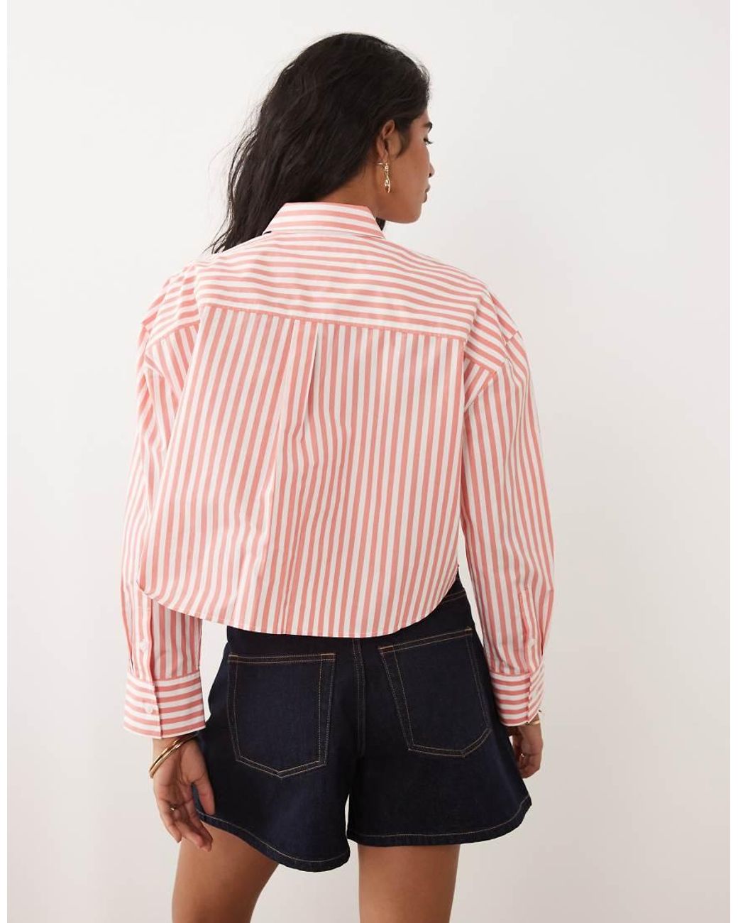 Calvin Klein Pink Cotton Poplin Cropped Shirt