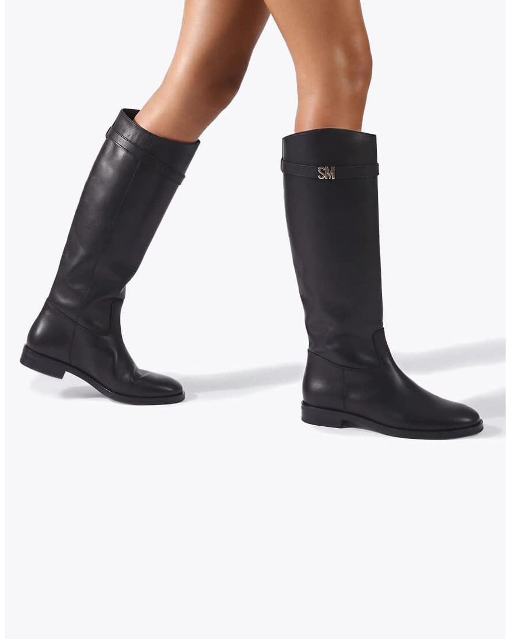 Steve Madden Black Novi Leather Knee Boots