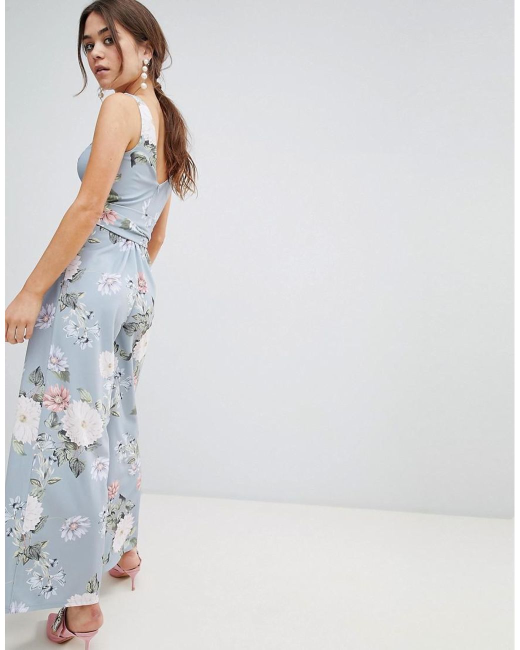 New Look Floral Jumpsuit in Blue | Lyst