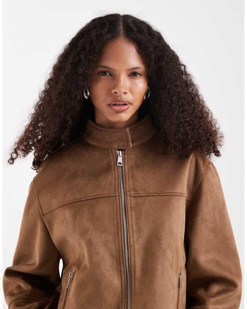 ASOS Brown Faux Suede Motorsport Biker Jacket
