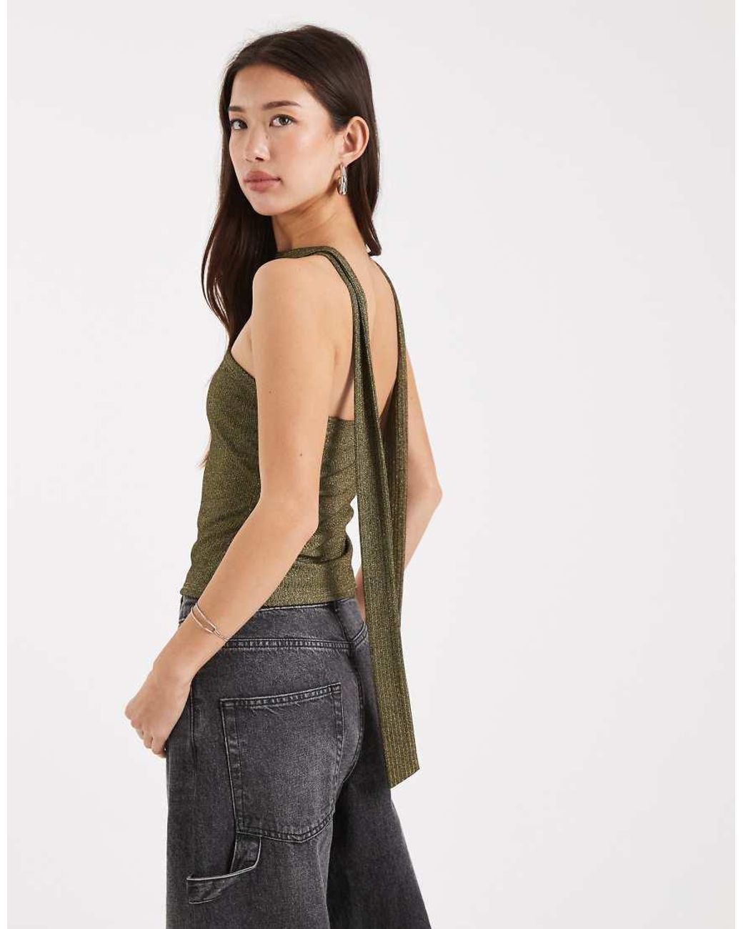 Miss Selfridge Multicolor Metallic Bandeau Scarf Top