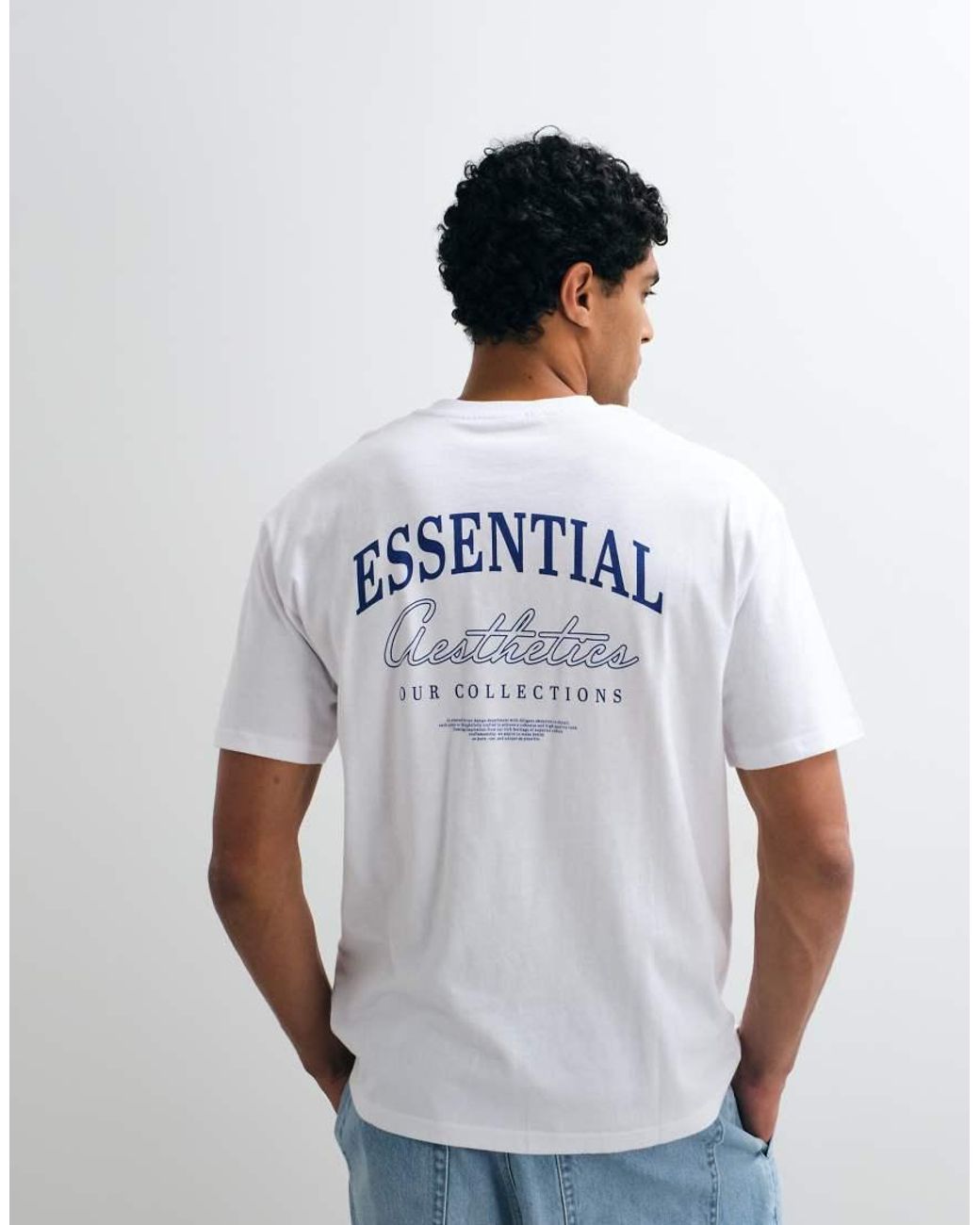 Jack & Jones White Essentials Backprint T-Shirt for men