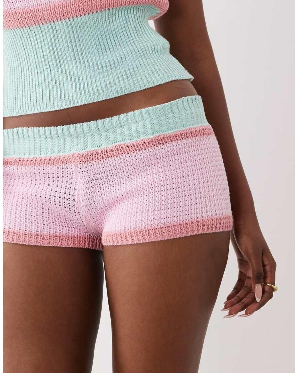 Kiwi & Co Pink Knitted Colourblock Micro Shorts Co-Ord