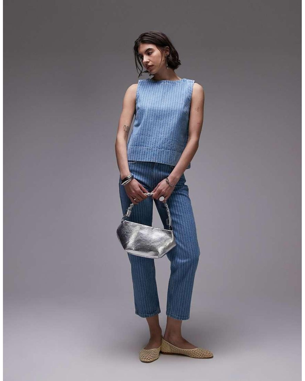 TOPSHOP Denim Top in het Blue