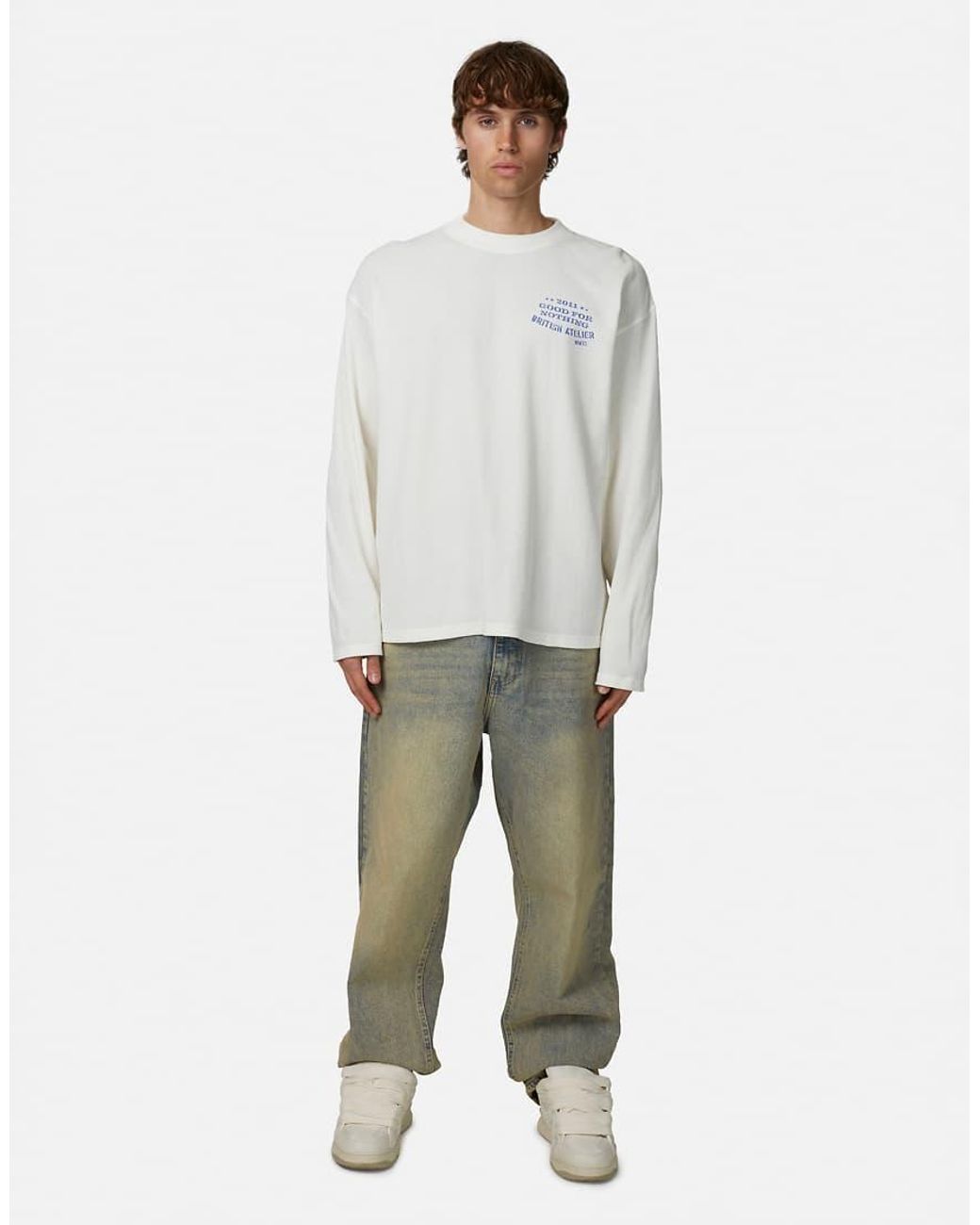 Good For Nothing White Long Sleeve Waffle Camo Tee for men