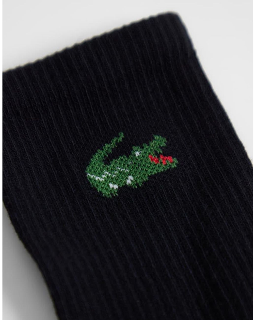 Lacoste Black 3 Pack Croc Logo Unisex Long Cotton Socks