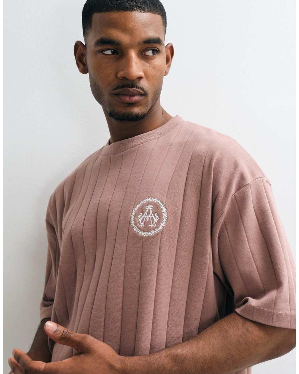 ASOS Brown Heavyweight Oversized Tshirt With Chest Graphic for men