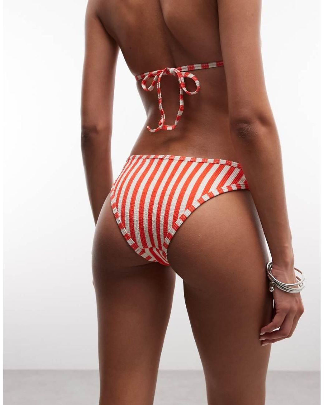 Monki White Contrast Crinkle Bikini Bottoms