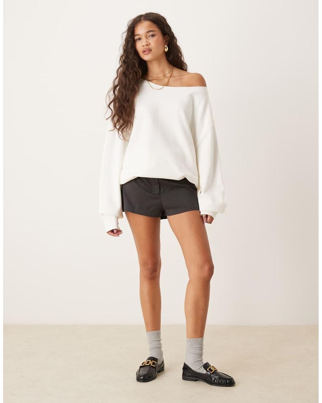 ASOS White Oversized Off Shoulder Sweatshirt