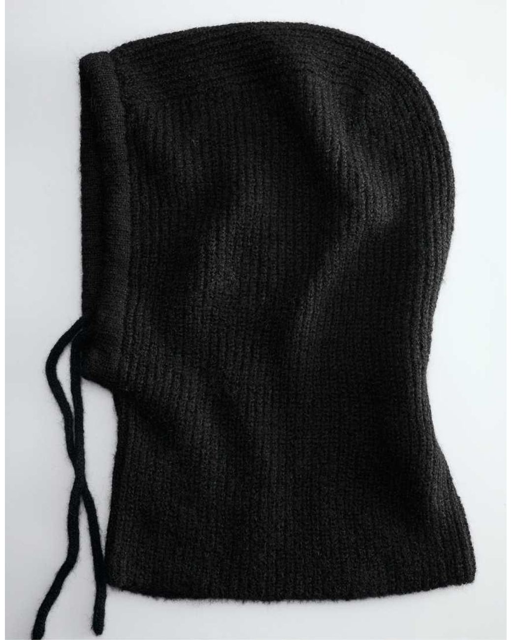 Pull&Bear Black Ribbed Knit Balaclava
