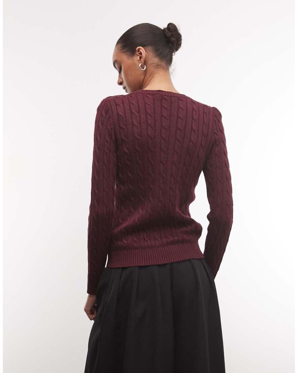 Ralph Lauren Red Button Detail Cable Knit Jumper