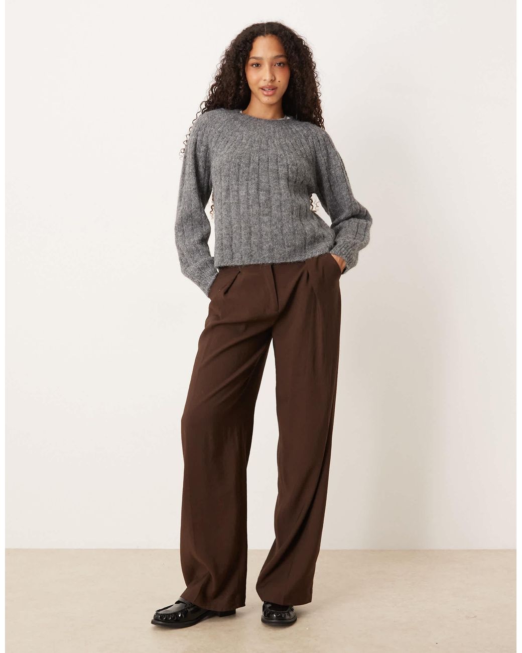 Aware Gray – pullover aus breitem grobstrick