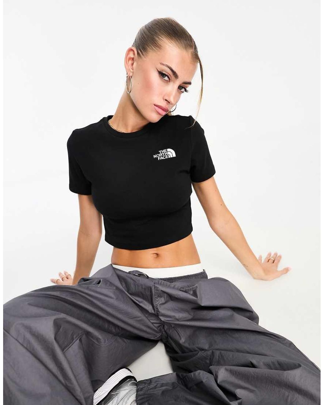 The North Face Black Simple Dome Fitted Cropped T-Shirt