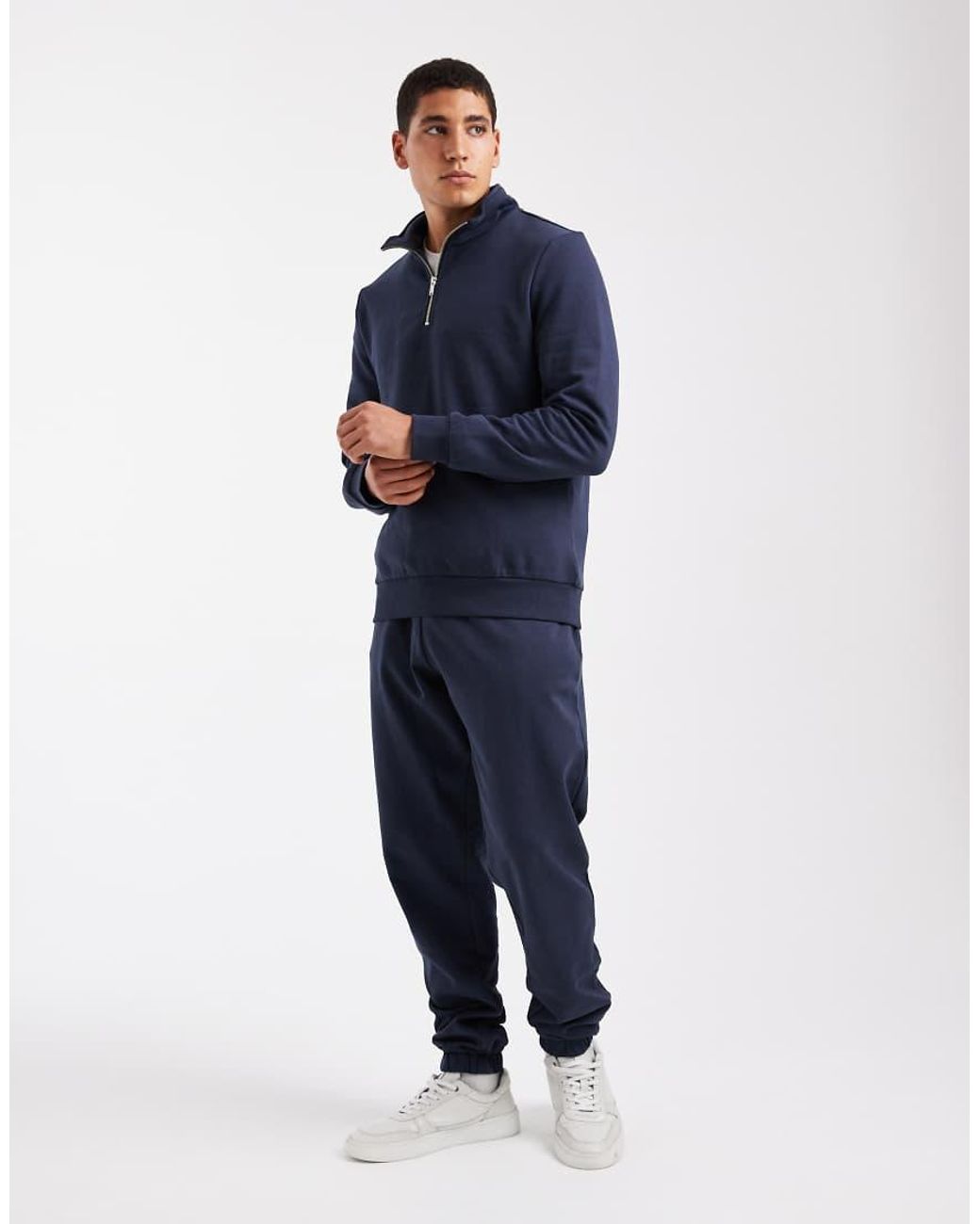 New Look Blue 1/4 Zip Funnel Neck Sweatshirt Co-ord for men