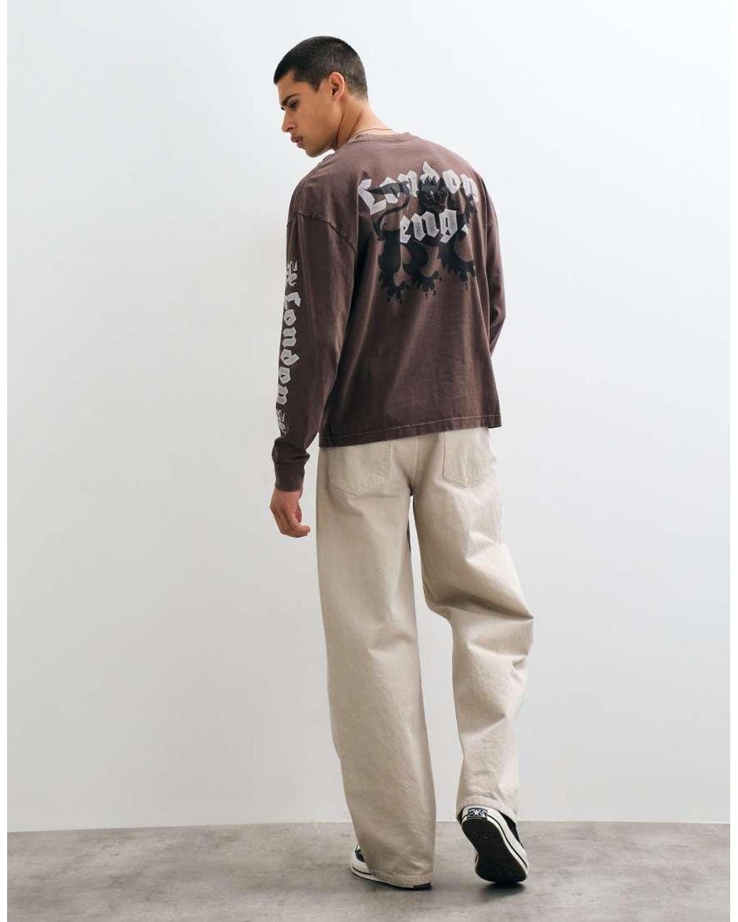 Hollister Brown Back Graphic Long Sleeve T-shirt for men
