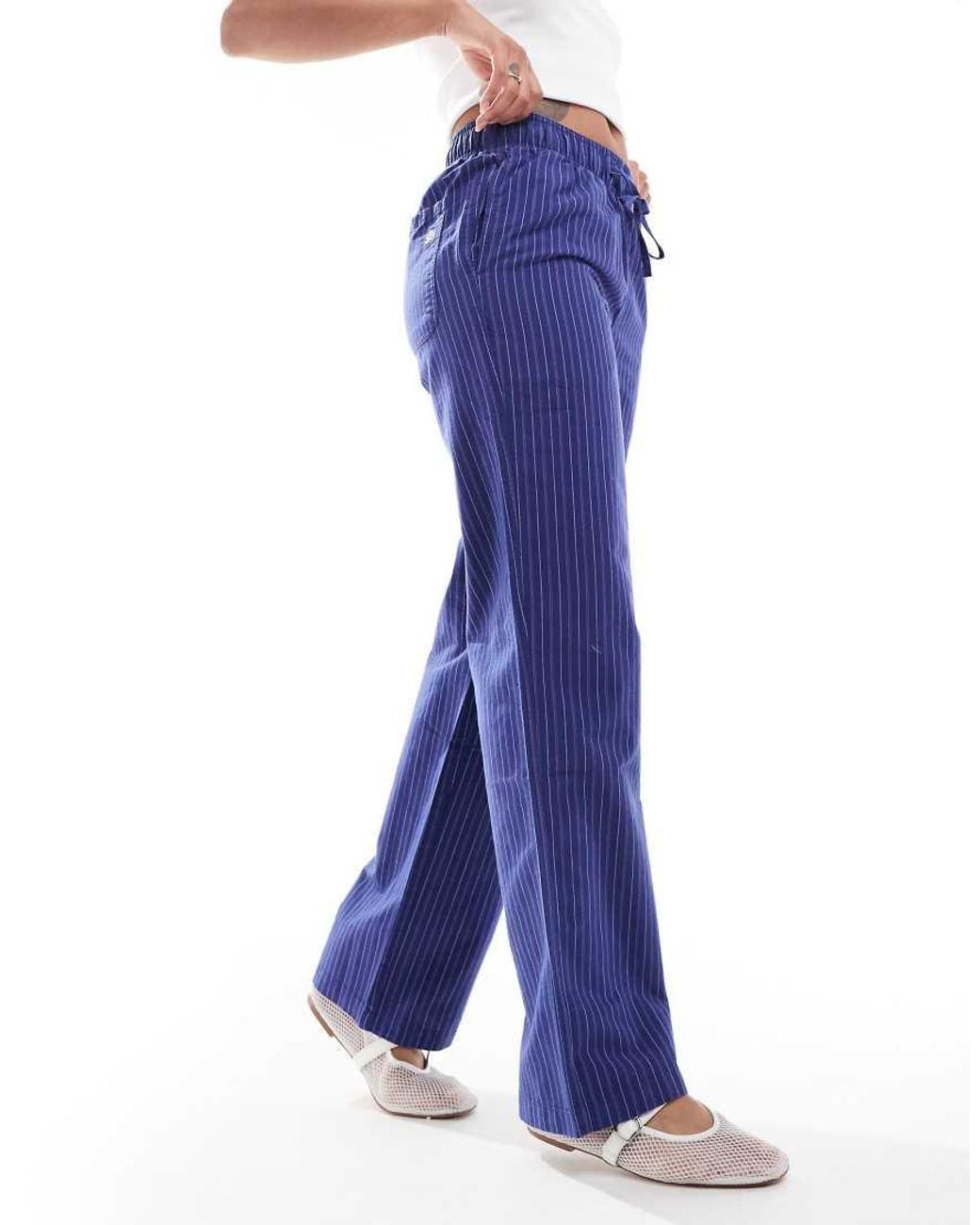 Superdry Blue Cotton Stripe Elasticated Trousers