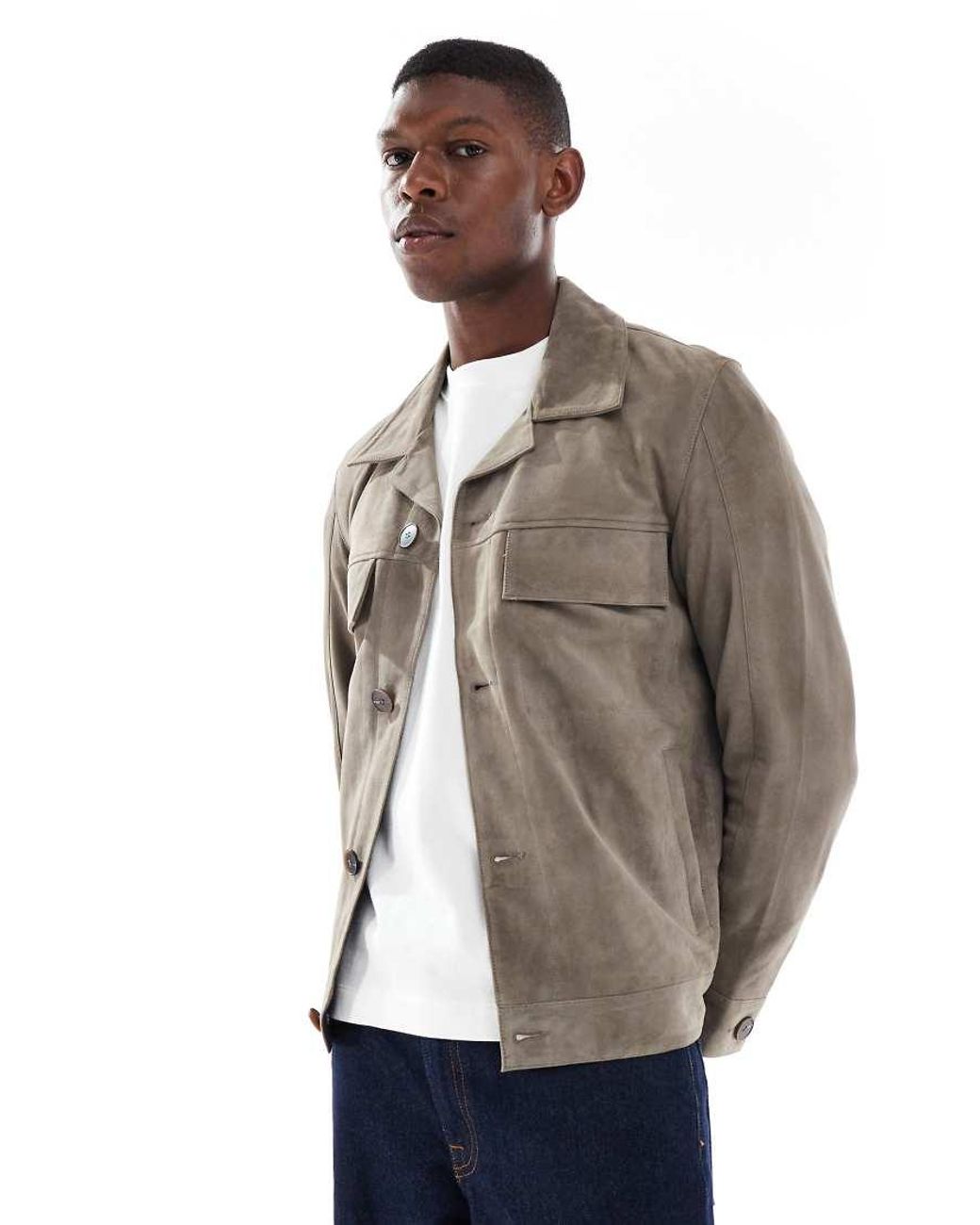 Only & Sons Gray Suede Jacket for men