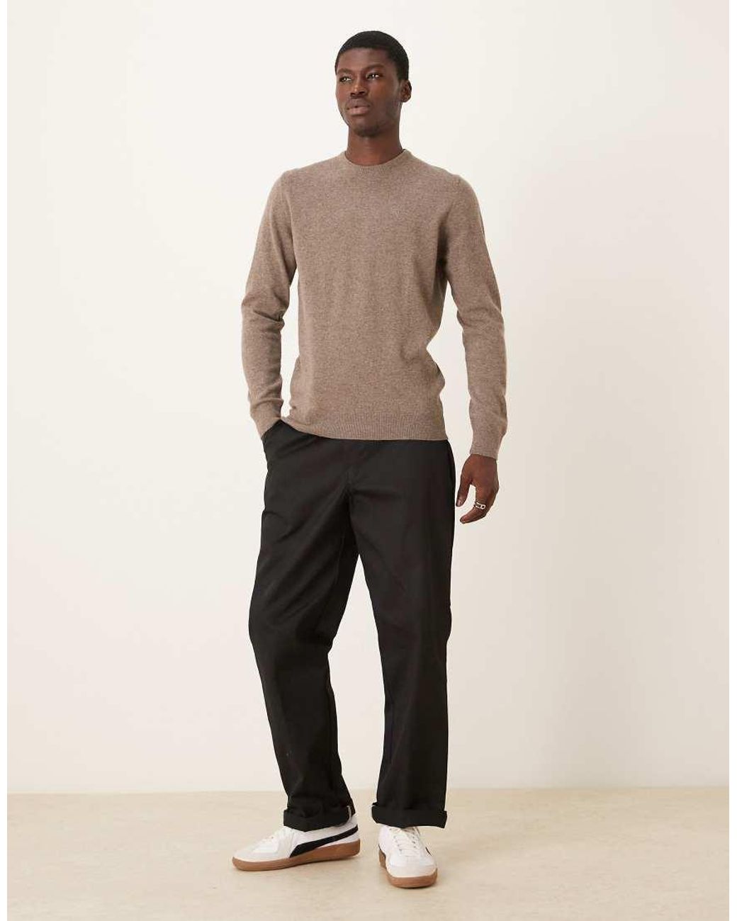 Barbour Natural Essential Lambswool Crew Neck Sweater for men