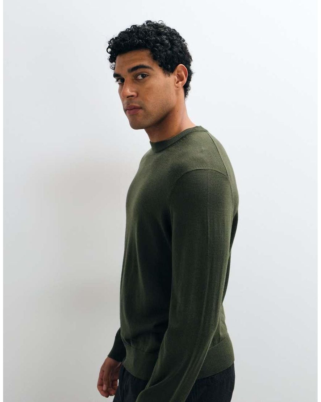 ARKET Green Merino Wool Crew Neck Jumper for men