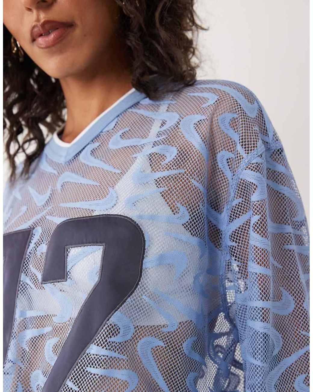 Nike Blue Chill Woven Lace Top