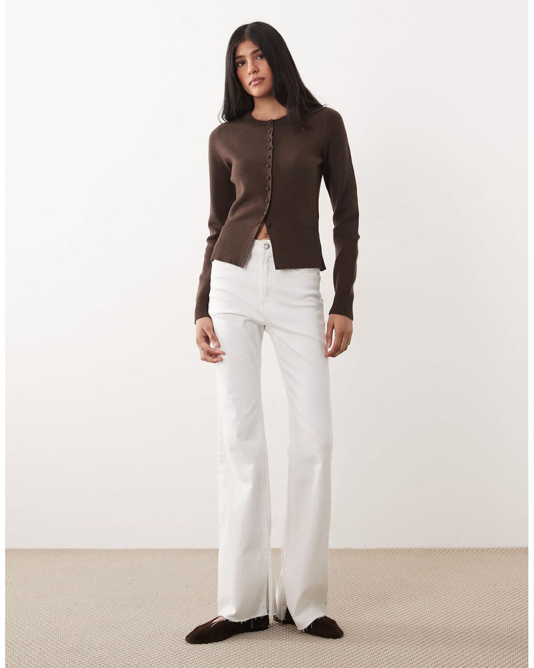 Gilet à col rond avec taille cintrée Threadbare en coloris Brown