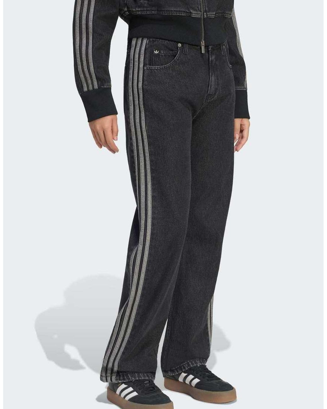 Adidas Originals Black Firebird Mid Rise Straight Denim Pant