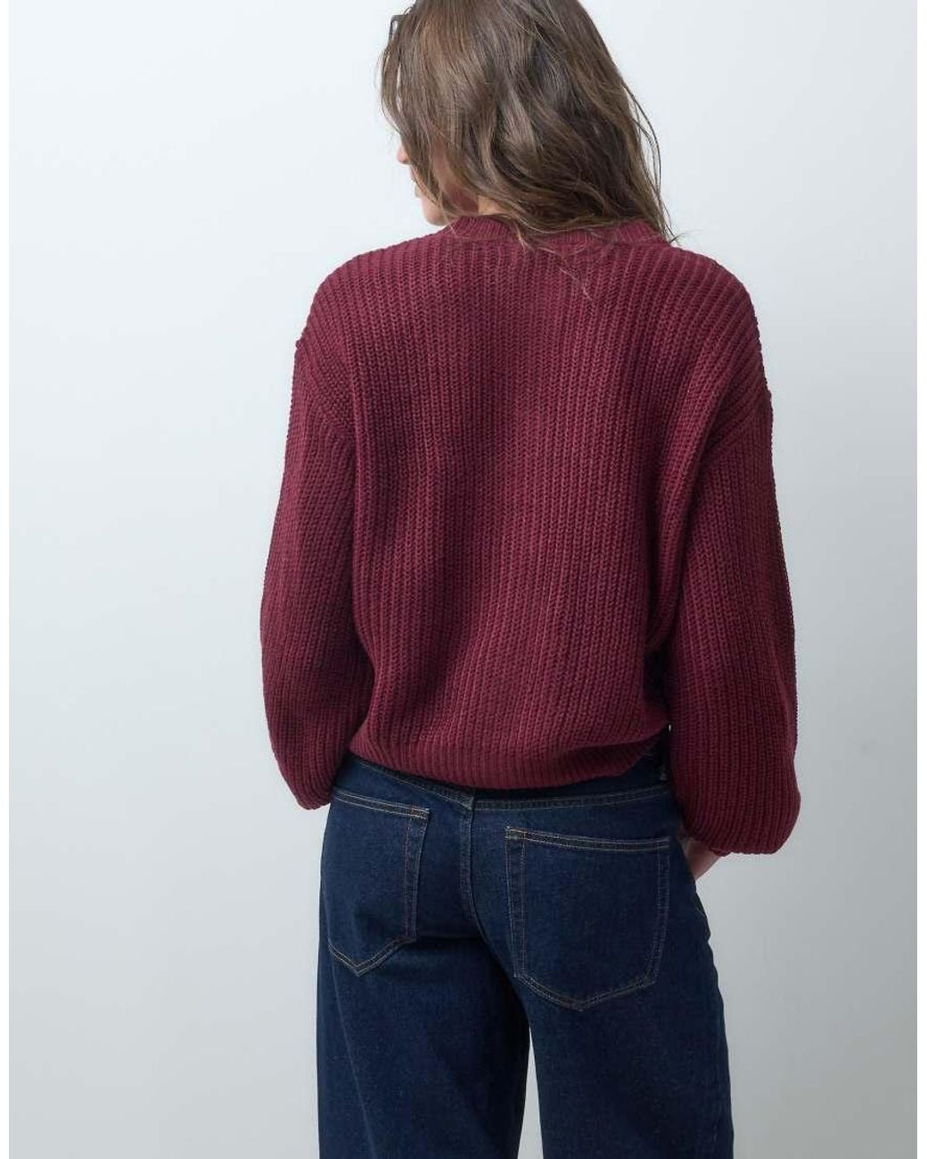 Vero Moda Purple Chunky Rib Round Neck Cardigan