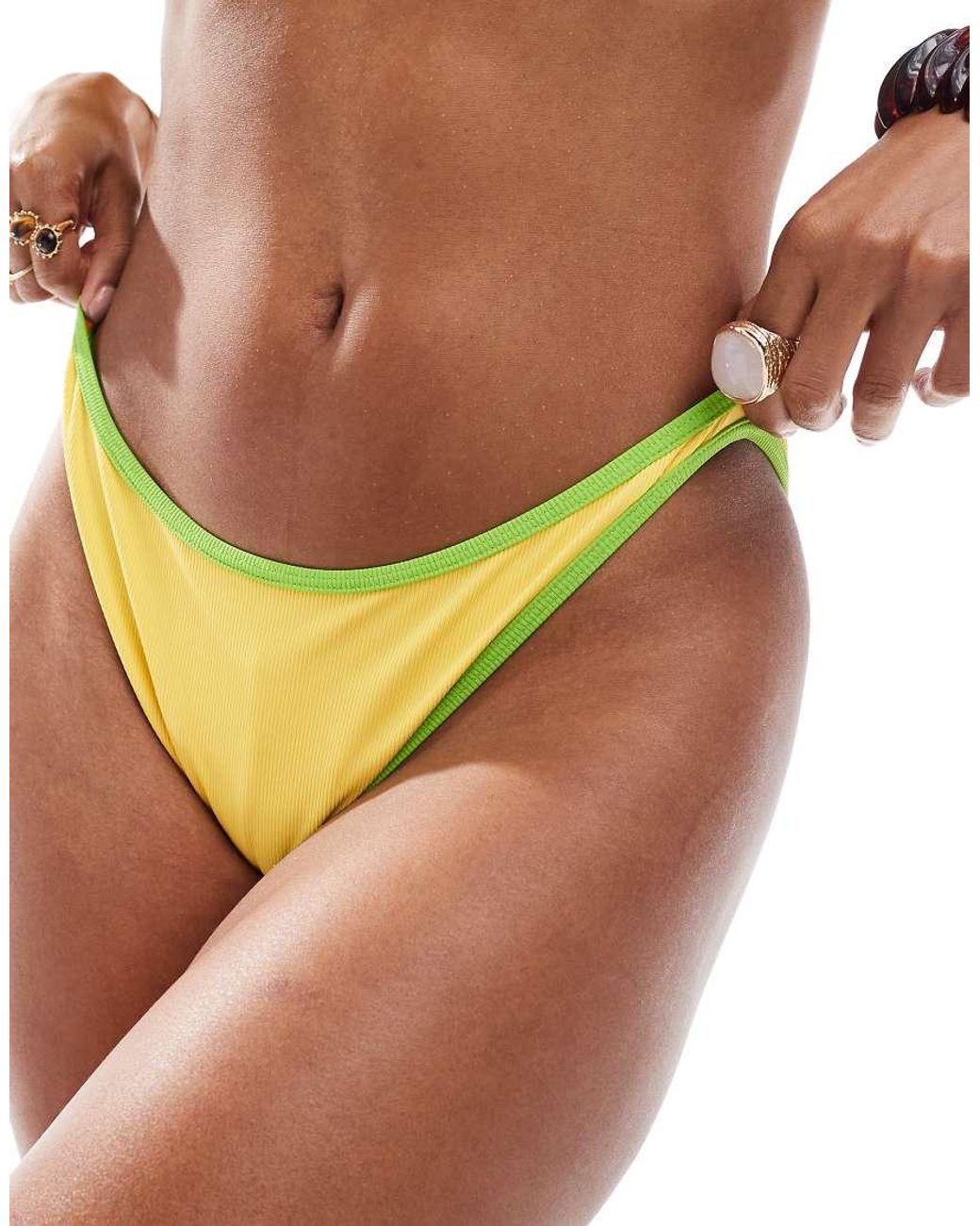 ASOS Multicolor Dani Contrast Binding Rib Ibiza Cheeky Bikini Bottom