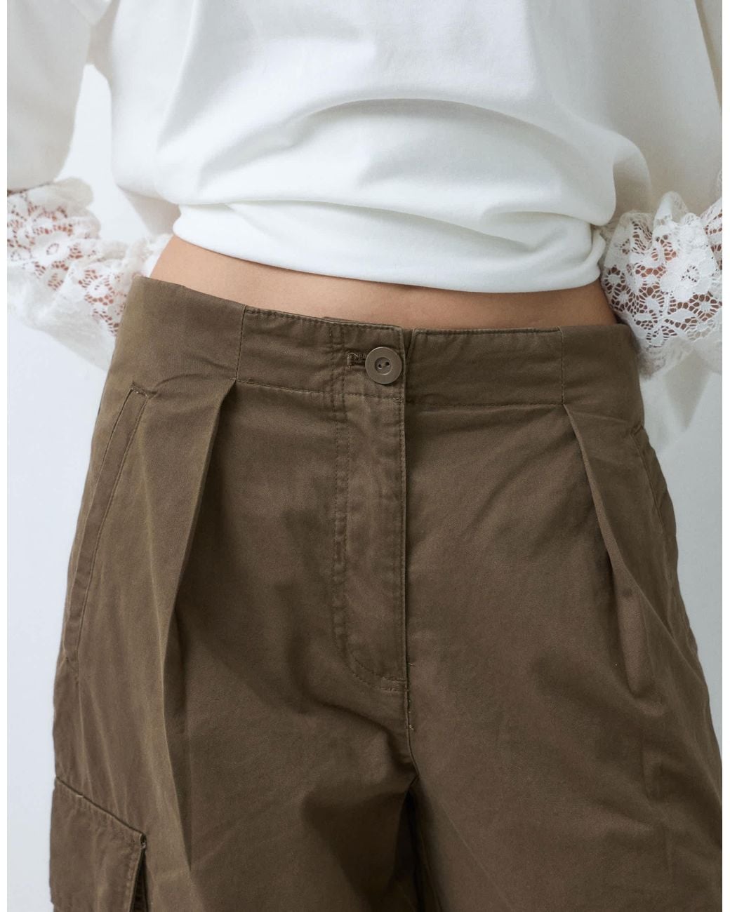 ONLY Brown Barrel Utility Trousers