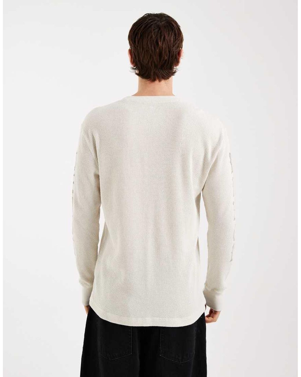 Hollister White Long Sleeve Thermal Graphic Top for men
