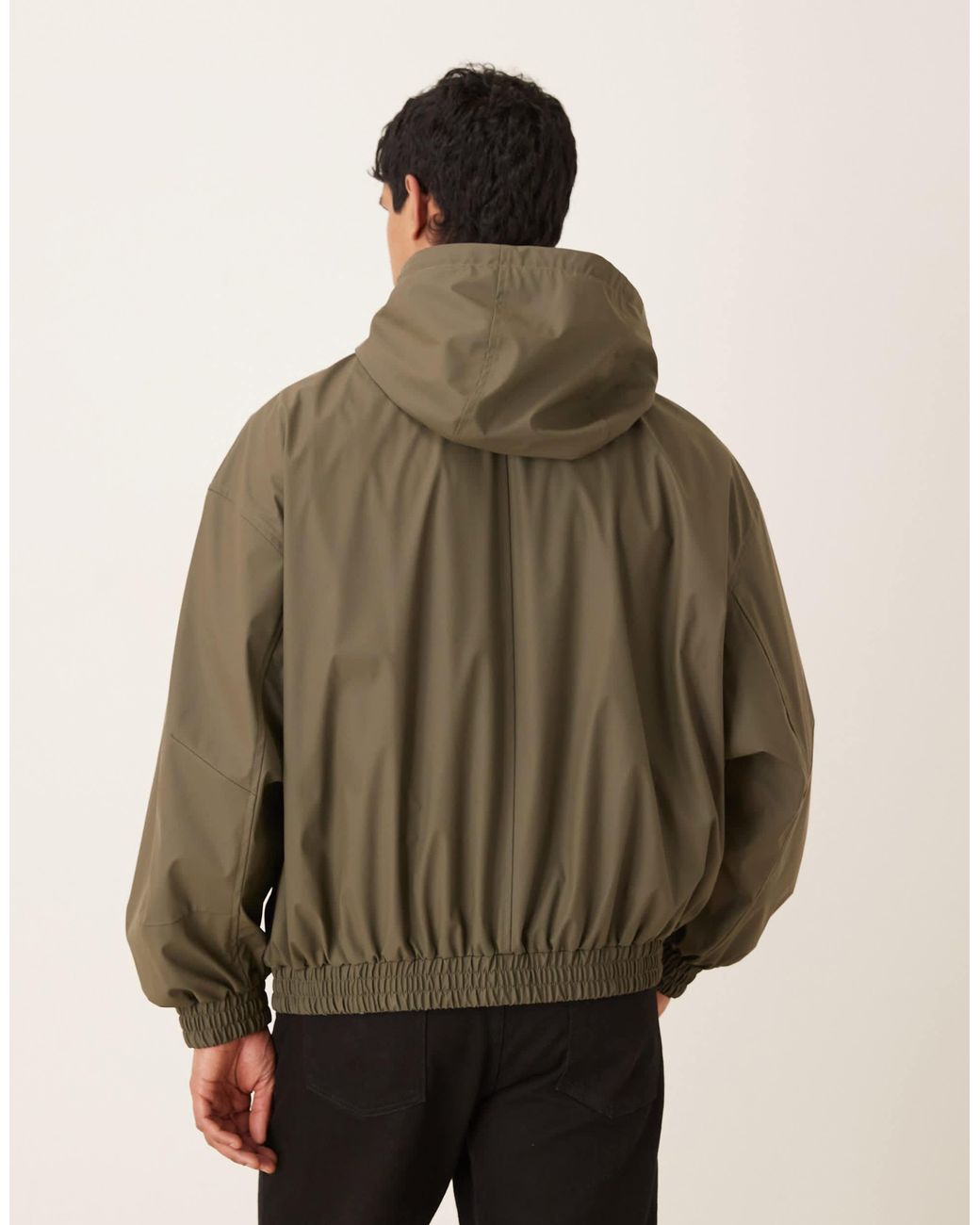 ASOS Green Oversized Hooded Rubberised Jacket for men